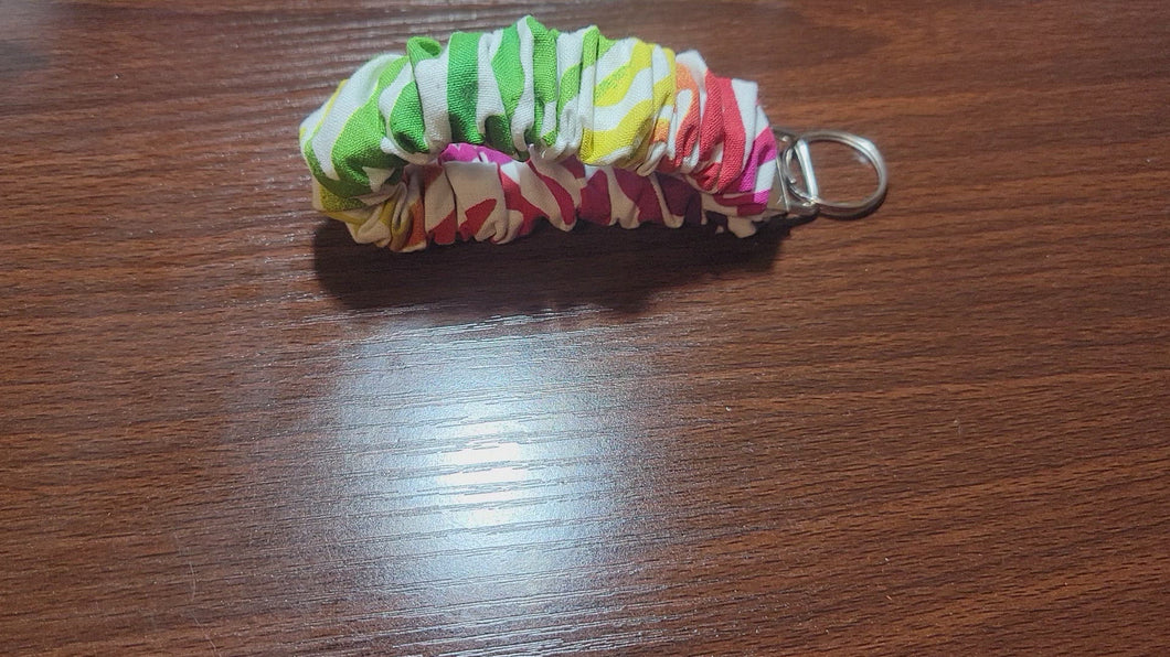 Colorful Zebra Stripe Scrunchie Wristlet Keychain