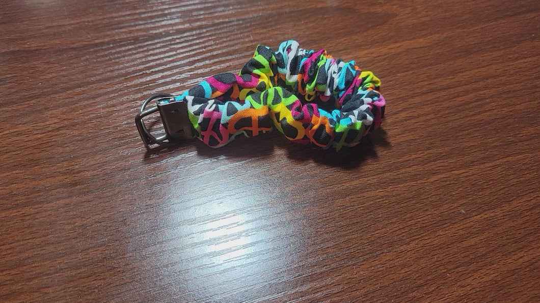 Colorful Peace Scrunchie Wristlet Keychain